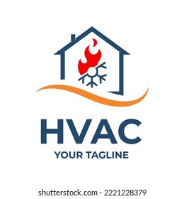HVAC, house heating and air conditioning logo installation