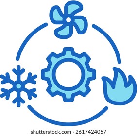 Hvac Icon Blue Vector Illustration