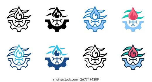 HVAC icon set multiple style collection 
