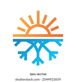 Icono de Hvac, con Plantilla de Vector de diseño de logotipo de sol y copo de nieve.