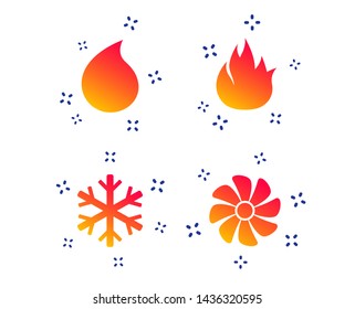 HVAC icons. Heating, ventilating and air conditioning symbols. Water supply. Climate control technology signs. Random dynamic shapes. Gradient conditioning icon. Vector