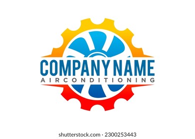 HVAC industri logo design fan Heating ventilating Air Conditioning icon illustration