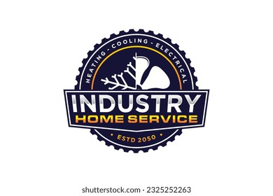 HVAC industrial logo design Heating, ventilation, and air conditioning icon symbol fan gear illustration