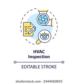 HVAC inspection multi color concept icon. Regular checkups for ventilation system. Safety standards. Round shape line illustration. Abstract idea. Graphic design. Easy to use in promotional material