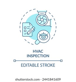 HVAC inspection soft blue concept icon. Regular checkups for ventilation system. Safety standards. Round shape line illustration. Abstract idea. Graphic design. Easy to use in promotional material