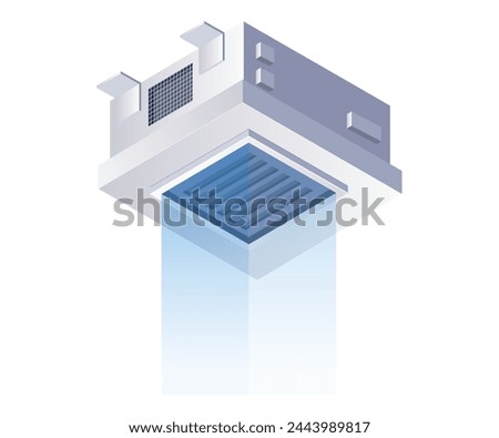 HVAC intake air filter system flat isometric 3d illustration