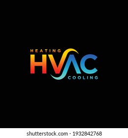 HVAC lettering logo design, heating and cooling