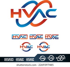 HVAC Lettering Logo Logotype Icon for Heating Cooling Store Equipment or Repair Service Business Company