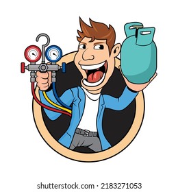 HVAC logo character design illustration vector eps format , suitable for your design needs, logo, illustration, animation, etc.