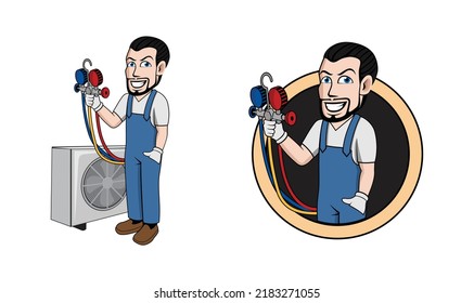 HVAC logo character design illustration vector eps format , suitable for your design needs, logo, illustration, animation, etc.