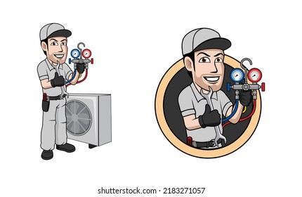 HVAC logo character design illustration vector eps format , suitable for your design needs, logo, illustration, animation, etc.