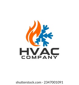 HVAC Logo Company Heating and Cooling Service Template Vector 