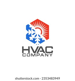 HVAC Logo Company Heating and Cooling Service Template Vector