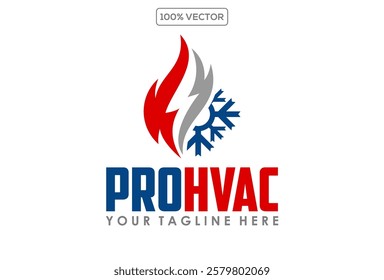 HVAC Logo Concept with Fire Heating Cooling Snowflake Conditioning symbol