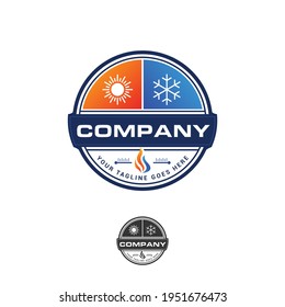 Hvac logo design, heating and cooling hvac emblm badge