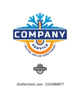 HVAC Logo Design Label Or Sticker Refrigeration Heating And Air Conditioning Logo Emblem Badge Premium Quality, Sun, Snowflake, Thermometer, Temperature