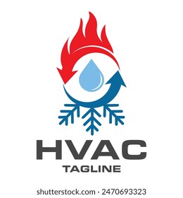 HVAC logo design template, cooling and heating logo illustration.