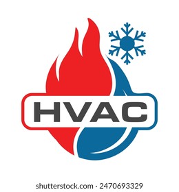 HVAC logo design template, cooling and heating logo illustration.