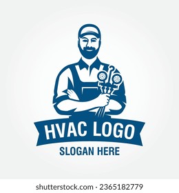 HVAC logo design vector template, heating ventilation and air conditioning logo