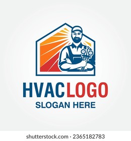 HVAC logo design vector template, heating ventilation and air conditioning logo