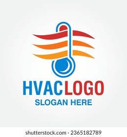 Modelo vectorial de diseño del logotipo de HVAC, logotipo de ventilación de calefacción y aire acondicionado