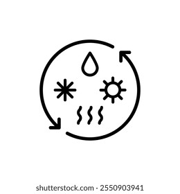 El logotipo de HVAC es una empresa o negocio de calefacción, ventilación y aire acondicionado. Icono lineal del sistema Hvac. Concepto simple para su diseño de interfaz de usuario de App móvil de Web de logotipo. Ilustración de contorno de Vector.
