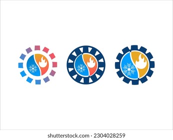 HVAC logo pack collection, heating ventilation and air conditioning symbol