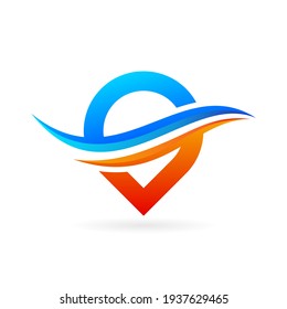HVAC logo with pin location concept