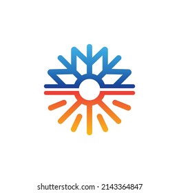 Hvac logo template with sun and snowflake concept