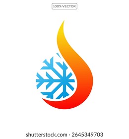 hvac logo template with sun and snowflake concept template
