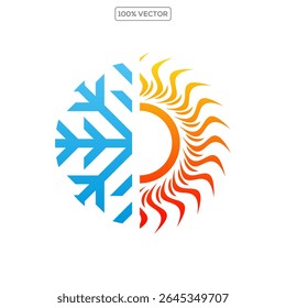 hvac logo template with sun and snowflake concept transparant background template