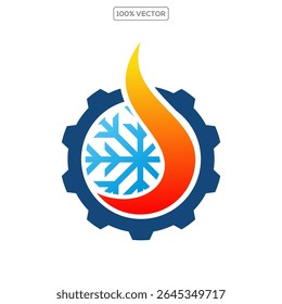 hvac logo template with sun and snowflake concept transparant background