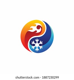 Logo de HVAC con el concepto yin-yang