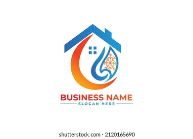 HVAC, oil, gas, air condition and heating logo. Heating home service logo.	