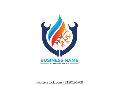 HVAC, Oil, Gas, Air Condition And Heating Logo. Heating Home Service Logo.	