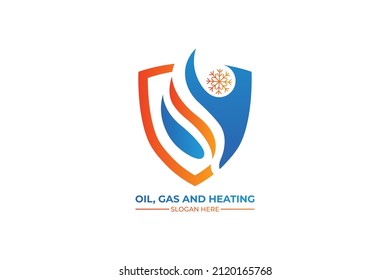 HVAC, Oil, Gas, Air Condition And Heating Logo. Heating Home Service Logo.	