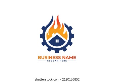HVAC, oil, gas, air condition and heating logo. Heating home service logo.	