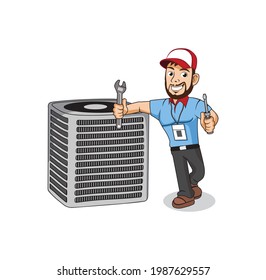 HVAC service cartoon character design illustration vector eps format , suitable for your design needs, logo, illustration, animation, etc.