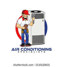 HVAC service cartoon character design illustration vector eps format , suitable for your design needs, logo, illustration, animation, etc.