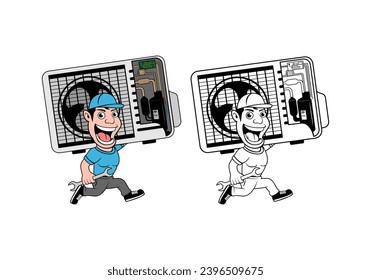 HVAC Service Cartoon Character Design Illustration vector eps format , suitable for your design needs, logo, illustration, animation, etc.