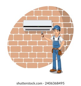 HVAC Service Cartoon Character Design Illustration vector eps format , suitable for your design needs, logo, illustration, animation, etc.