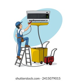 HVAC Service Cartoon Character Design Illustration vector eps format , suitable for your design needs, logo, illustration, animation, etc.