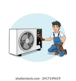 HVAC Service Cartoon Character Design Illustration vector eps format , suitable for your design needs, logo, illustration, animation, etc.