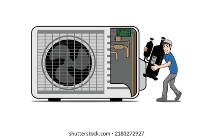HVAC service with character design illustration vector eps format , suitable for your design needs, logo, illustration, animation, etc.