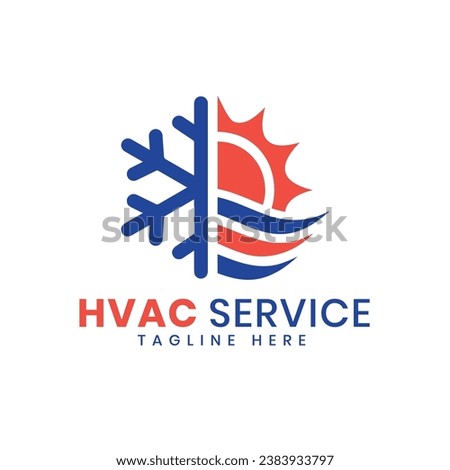 HVAC service logo design with heating and cooling industry logo