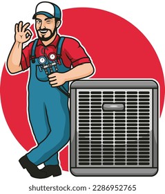 HVAC service mascot cartoon character design illustration vector