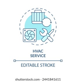 HVAC service soft blue concept icon. Heating, ventilation maintenance. Air filter repair. Round shape line illustration. Abstract idea. Graphic design. Easy to use in promotional material