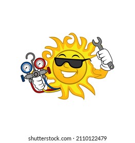 HVAC sun character logo cartoon design illustration vector eps format , suitable for your design needs, logo, illustration, animation, etc.