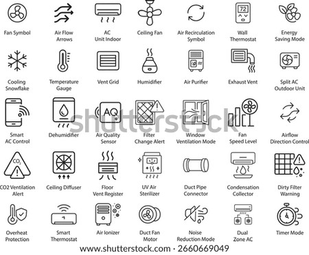HVAC System Icons, Vector Illustration Isolated on White Background.
