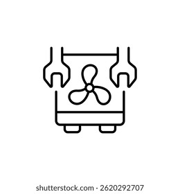 HVAC system with repair tools, isolated minimalist style illustration
